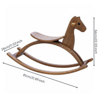 Wooden Rocking Horse Solid Wood Rocking Animal Odorless Paint Nursery Decor for Young Children