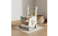 wood kids Activity Cart Storage Space Wooden Infant Sit to Stand Learning Toy Smooth Movement Educational Push Toy for Young Children, Infants, Playroom