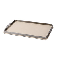 Tray with Metal Rim Rectangular Tray with Woven Base Elegant for Vanity