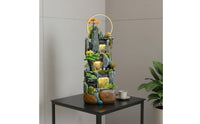 Rockery Waterfall Water Feature Indoor Fountain Feng Shui Ornament with Misting Function and LED Light for Relaxation Entryway Meditation Home Decoration
