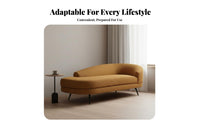 Luxurious Comfort Curved Chaise Lounge Rounded Edges Ergonomic Lounger Minimalist Design Living Room Seating High-Density Cushion for Home Decorators, Homeowners, Adults, Bedroom, Hotel Lobby, Relaxation Area, Reading Nook
