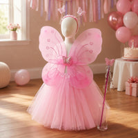 Butterfly Costume Set Transparent Layered Butterfly Wing Pair Costume Flared Silhouette Tutus Skirt Set for Children