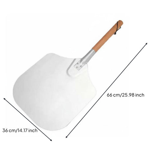 Aluminum Pizza Peel Large Size Wood Handle Pizza Peel Ultranarrow Edge Oven-Ready Tool for Oven, Bakery