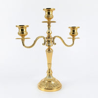 Three-Arm Candelabra Ornate 3-Arm Candle Holder Embossed for Dining Table