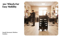 Cosmetic Studio Storage Cart 360-Degree Rotating Casters Hair Stylist Rolling Cart 5-Drawer Salon Trolley Easy to Clean