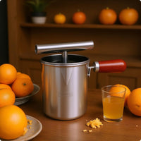 Manual Stainless Steel Juicer Cylindrical Wood Handle Juicer Food-Grade Material