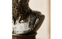 Bust with Glasses Crackle-Finish Male Bust Compact for Tabletop, Home Decorators