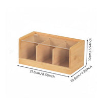 Compartmentalized Design Divided Tea Storage Box Bamboo Tea Bag Organizer for Office, Kitchen, Pantry, Countertop