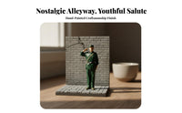 1:64 Scale Human Figure High Intricacy Saluting Armed Forces Member Miniature Man with Pedal Cycle Model Collectible Vintage