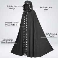 Hooded Cape Witch Cosplay Accessories, Halloween Cosplay Performance Cloak, Moon #variant:120-130cm