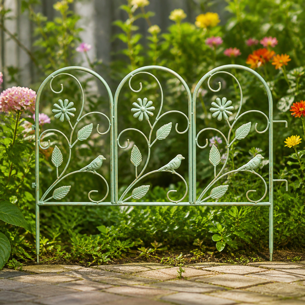 Iron Garden Fence, Outdoor, Large, Rust-Proof Coating, Garden Fence, Country Style, Decorative Fence
