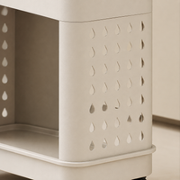 Kitchen Wagon, 3-Tier, Wagon with Casters, Plastic, Matte Cream Color, Kitchen Storage