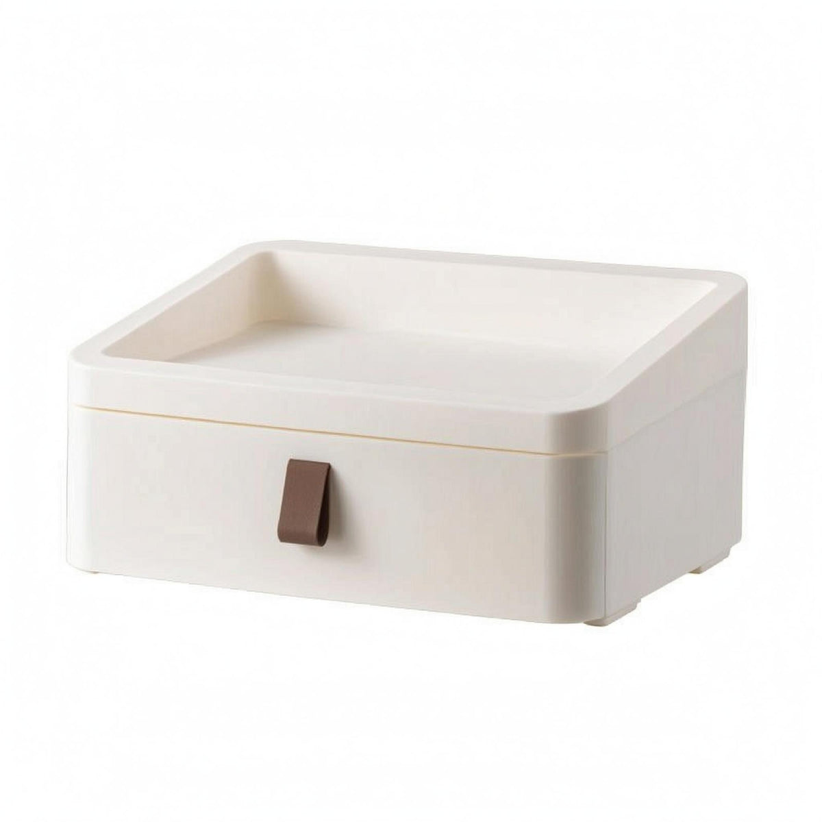 Desktop Drawer Box Compact Desk Organizer with Drawers Glossy Finish