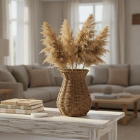 Woven Rattan Vase Flared Rim Table Decoration for Flower Arranging