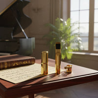Gold Finish Tenor Sax Mouthpiece Set Easy to Install Tenor Sax Mouthpiece Fast Reactivity Music Instrument Accessory Bright Sound for Beginners, Practice, Performance