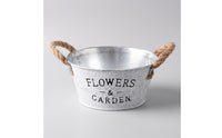 Farmhouse Galvanized Bucket Planter Vintage Metal Flower Pot with Handles White Wash Planter with Rope Handles Lightweight for Balcony, Shelves