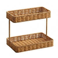 Two Tier Storage Rack Airy Rattan Storage Rack Sturdy Countertop Organizer for Vanity Table
