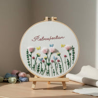 Dimensional Floral Needlecraft Set European Type Floral Embroidery Starter Kit Non-Fading Thread Pattern Hand Sewing Kit for Beginners