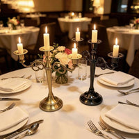 3-Arm Candelabra Elegant Triple Candle Stand Stable Base for Wedding, Hotel