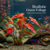 Artificial Aquarium Plant Decorations - Lifelike Water Banyan Leaf Ornaments for Fish Tank Landscaping