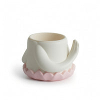 Sculptural Lotus Planter Nature-Inspired Planter with Hands Decorative Lotus Flower Pot Ceramic-Style for Windowsill, Desk, Shelf