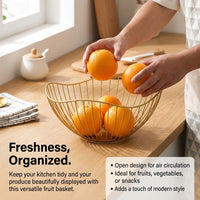 Fruit Bowl with Geometric Lotus Leaf Design for Dining Table, Metal Storage Basket for Kitchens, Iron Wire for Home