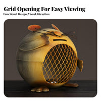 Creative Gift Metal Creature Cash Box Adorable Design Creature Piggy Bank Long-Lasting Construction for Children, Nursery, Desk, Bookshelf