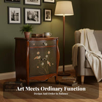 2-Door Painted Chest Vintage design 2-Door Patterned Cabinet Distressed Finish Decorative Pattern Doors for Homeowners, Hallway