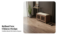 Upholstered Shoe Changing Stool New Chinese design Entryway Bench High Load Capacity Easy to Clean for Adults, Foyer, Bedroom