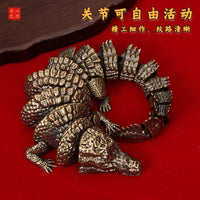 黄铜3D鳄鱼关节可活动纯铜创意个性桌面装饰工艺品摆件礼品批发