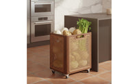 Fruit and Vegetable Storage Rack Easy Mobility Vegetable Storage Cart with Wood Top Large Capacity Rolling Utility Cart with Baskets