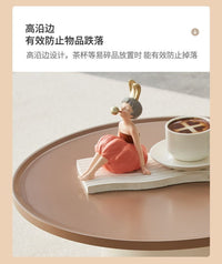 ZuC茶几电视柜奶油风家用小户型旋转落地式客厅网红设计爆款组合i 【奶白】托盘边几