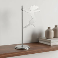 Rotating Metal Woman Sculpture Kinetic Art Lady Statue for Bookshelf, Windowsill