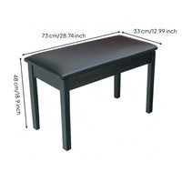 Padded Piano Stool Square Legs Piano Stool Dark Wood Tone Finish