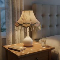 European Regal Lighting Design Shade Retro Design Beaded Textile Lampshade Floral Pattern Lighting Accessory for Bedroom, Living Room