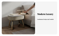 Fluted Cylindrical End Table Light Luxury Nightstand Modern Design for Bedroom