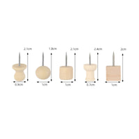 Natural Wood Pushpin Kit Multi-Purpose Decorative Map Tacks With Storage Box