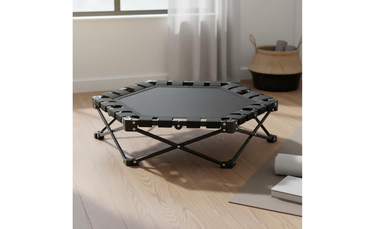 Folding Trampoline Quiet Mini Trampoline Adjustable Handlebar Fitness Rebounder for Indoor