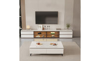 TV Cabinet with Glass Door Modern Media Console Stone-TV Stand for Living Room, Apartment