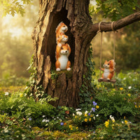 Squirrels on Swing Decor Easy to Hang Squirrel Swing Figurine Weather Resistant