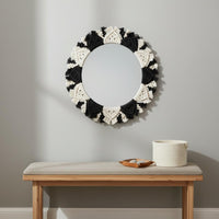 Bohemian Hanging Mirror Handmade Tassel Frame Mirror Beautiful Gift for Bedroom