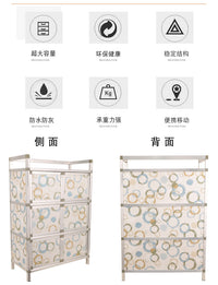 不生锈碗柜厨房橱柜收纳柜铝合金家用储物柜子多功能经济型置物柜 二层四门优质石头色