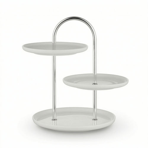 Tier Stand with Handle Ceramic Cake Stand Set Round for Birthday Parties