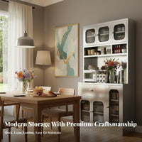 Stainless Steel Kitchen Cabinet Multi-Functional Microwave Oven Stand Cabinet Large Capacity Tall Kitchen Storage for Families, Dining Room