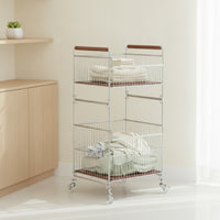 Rolling Laundry Cart Multi-Tier Wire Storage Wire Laundry Trolley Storage Rack for Utility Room