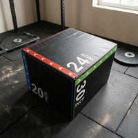 EPE Padding Foam Jump Box Black Cover Plyo Box Stitched Seams Fitness Gear Colored Border Accents