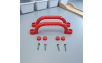 2 Pieces Red Plastic Playground Safety Handle Mounting Hardware Included Slide Handle Easy Installation Kids Hand Grip Non-Slip for Children