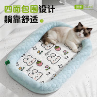 夏天狗狗清凉冰丝窝四季通用狗窝带靠枕猫窝睡觉狗垫子跨境批发