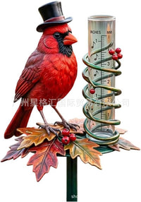 跨境新品Cardinal Bird Decorative Rain Gauge 红衣主教鸟雨量计
