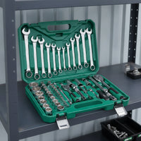 61 Pieces Automotive Tool Set with Case Chrome Finish Vehicle Tool Kit Socket Set for Home Mechanics, Mechanics, Garage, Home Workshop